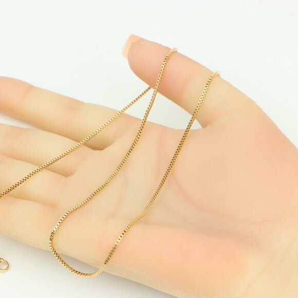 "Glossy Rose Gold Box Chain Necklace Minimal Design, XPNL0298 - Picture 3 of 12